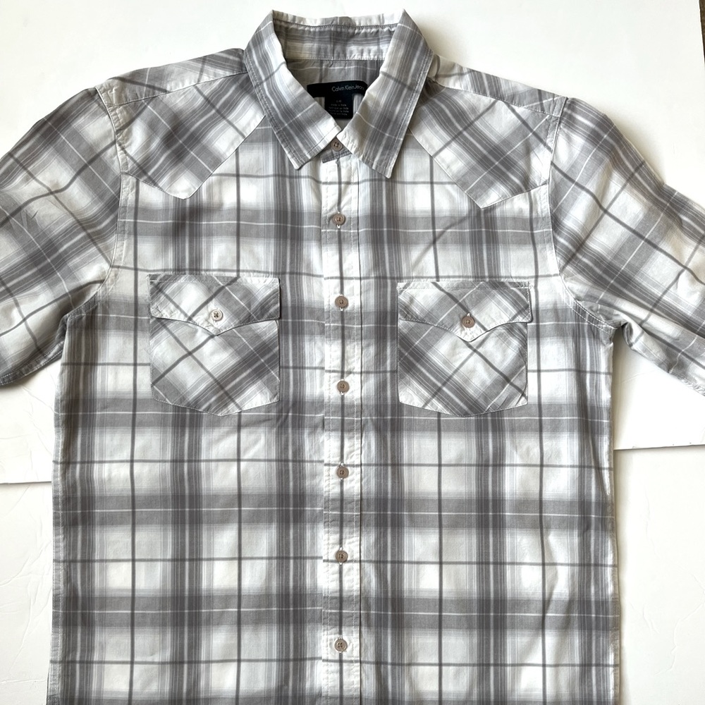 Calvin Klein , button down, long sleeve, 100% cotton, large